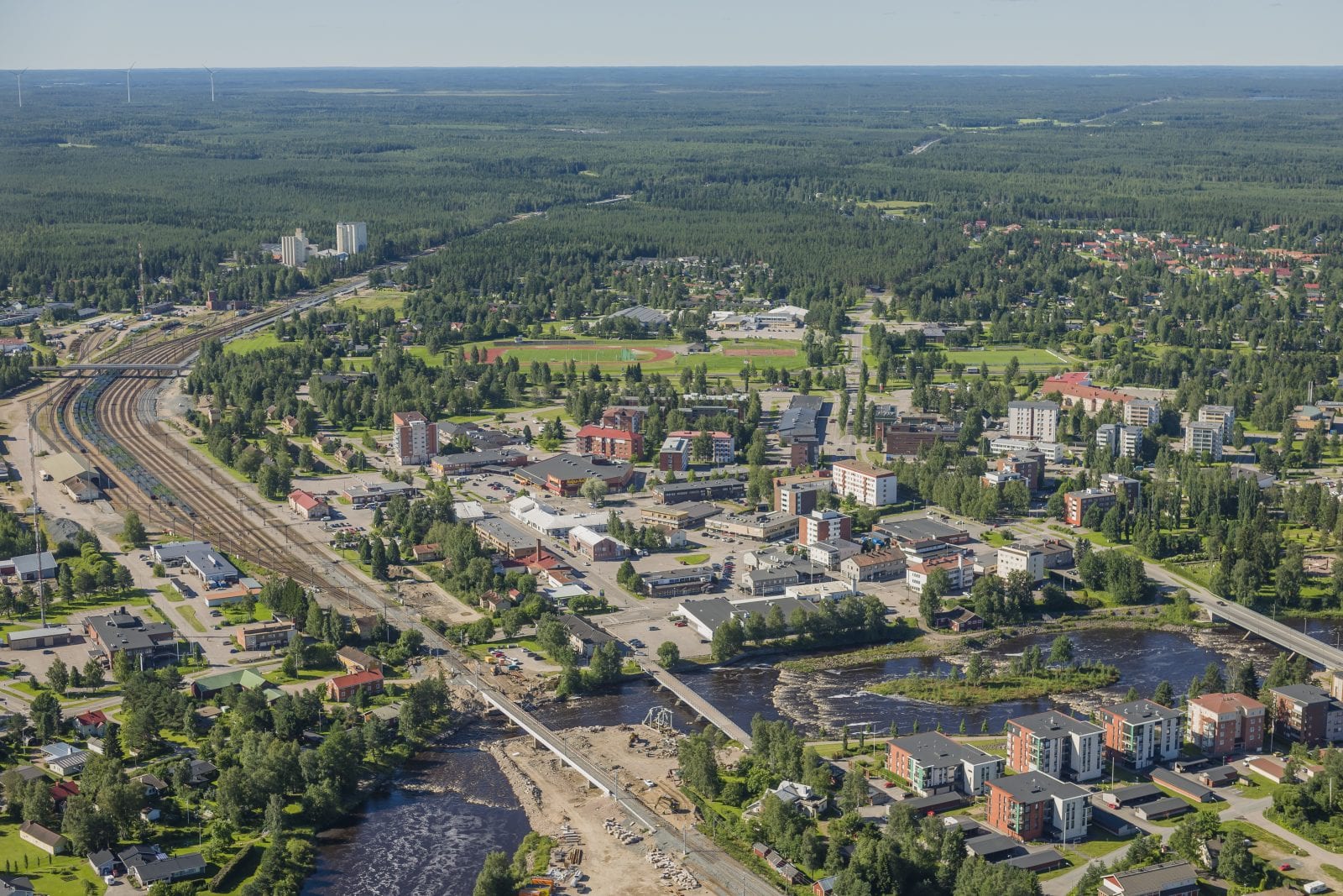 Ylivieskan keskusta ilmasta kuvattuna